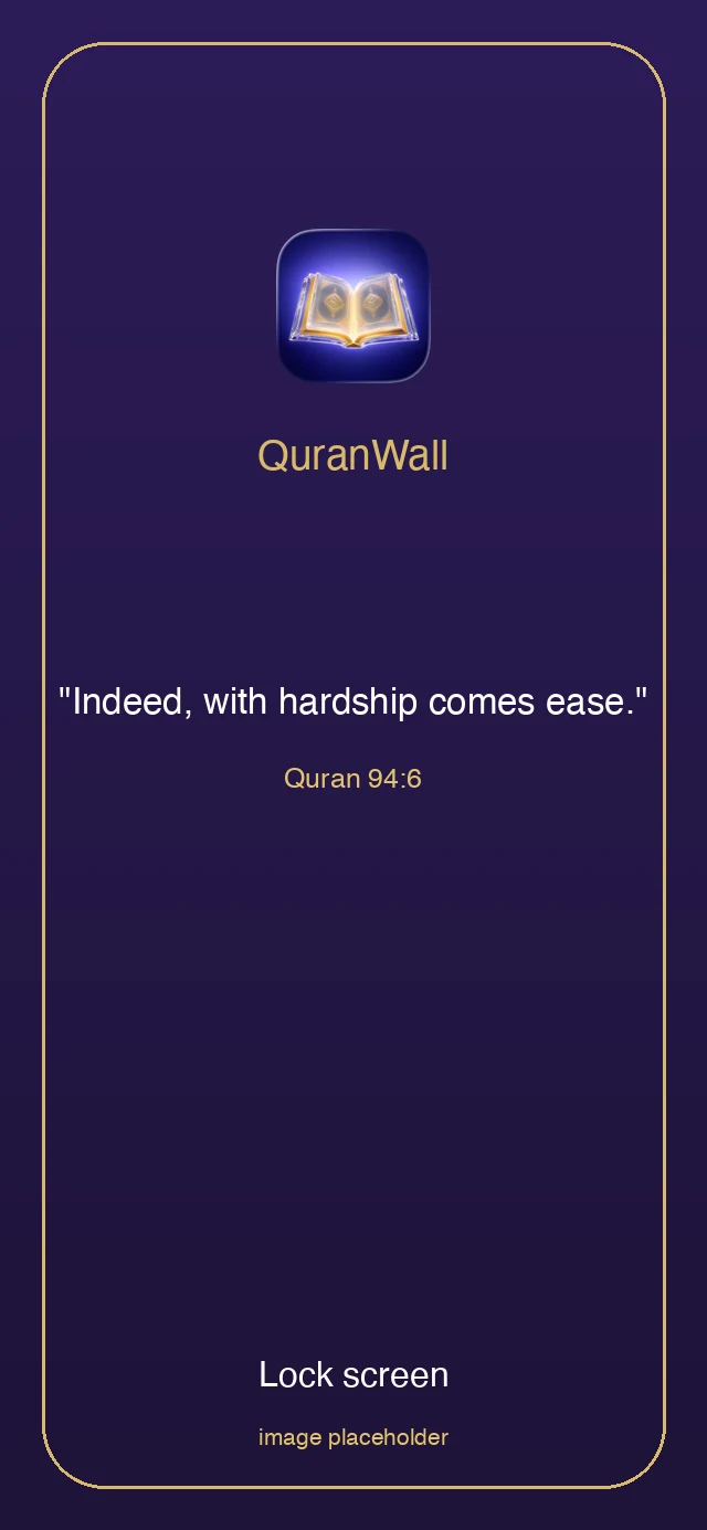 QuranWall lock screen showing a Quran verse on iPhone